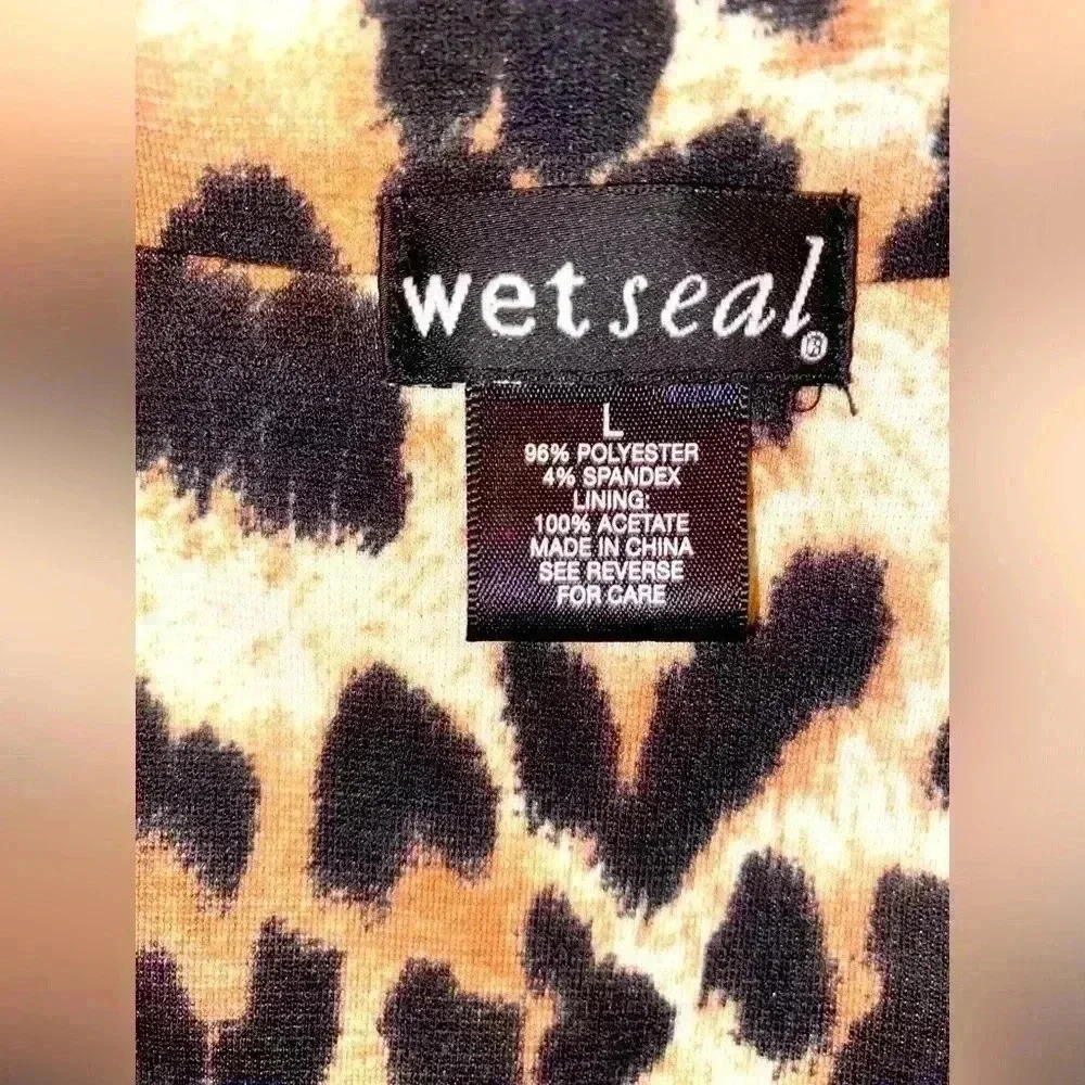 WET SEAL Fashion Jacket Black Tan Animal Leopard Print, Size Large - Picture 7 of 9